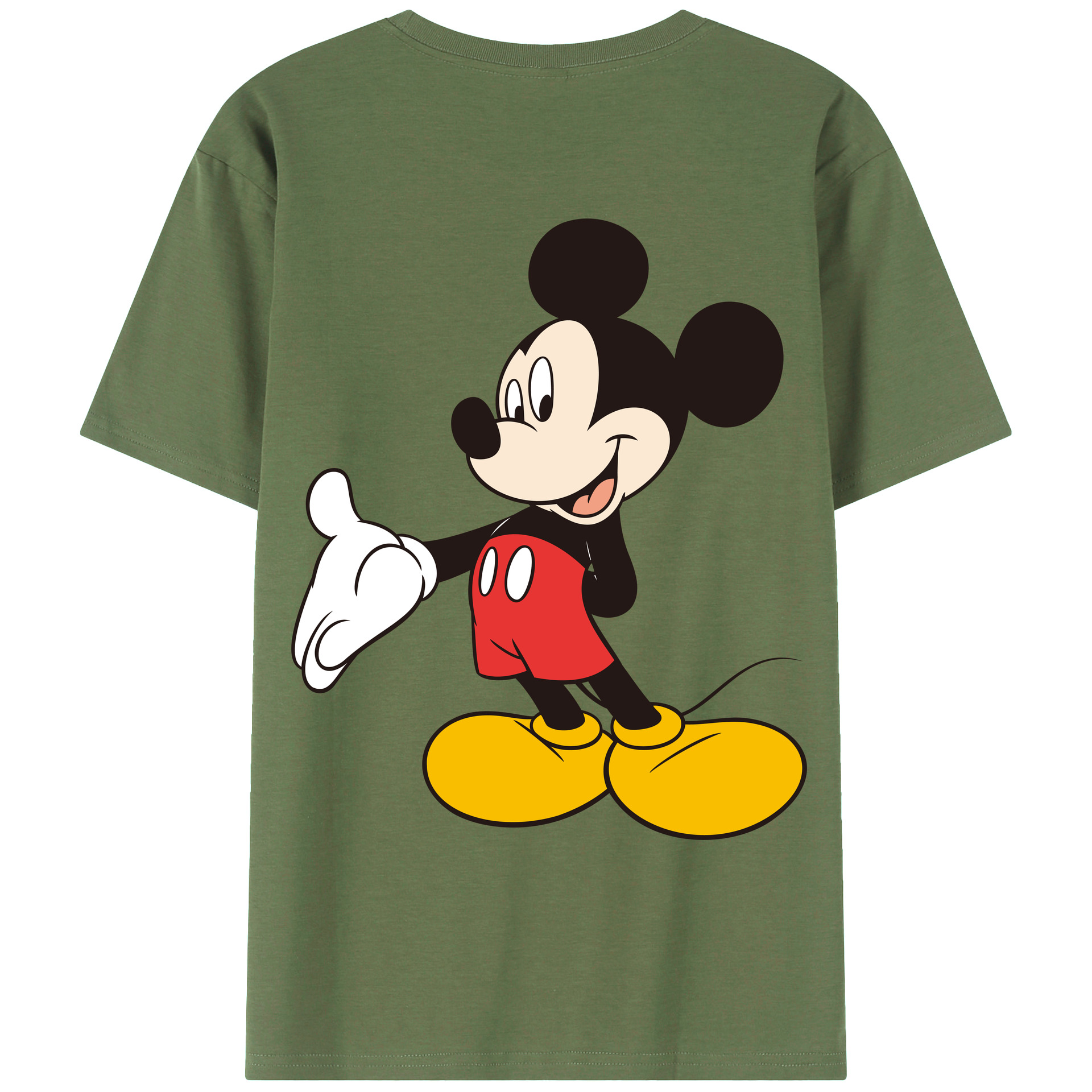 ミッキーマウス Mickey Mouse 綿100％ メンズ半袖Tシャツ（バックプリント） 通気性